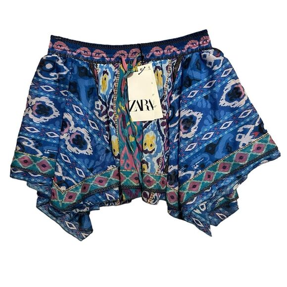 ZARA NWT Boho Mixed Prints Asymmetrical Hem Mini Skirt XS - Picture 4 of 16